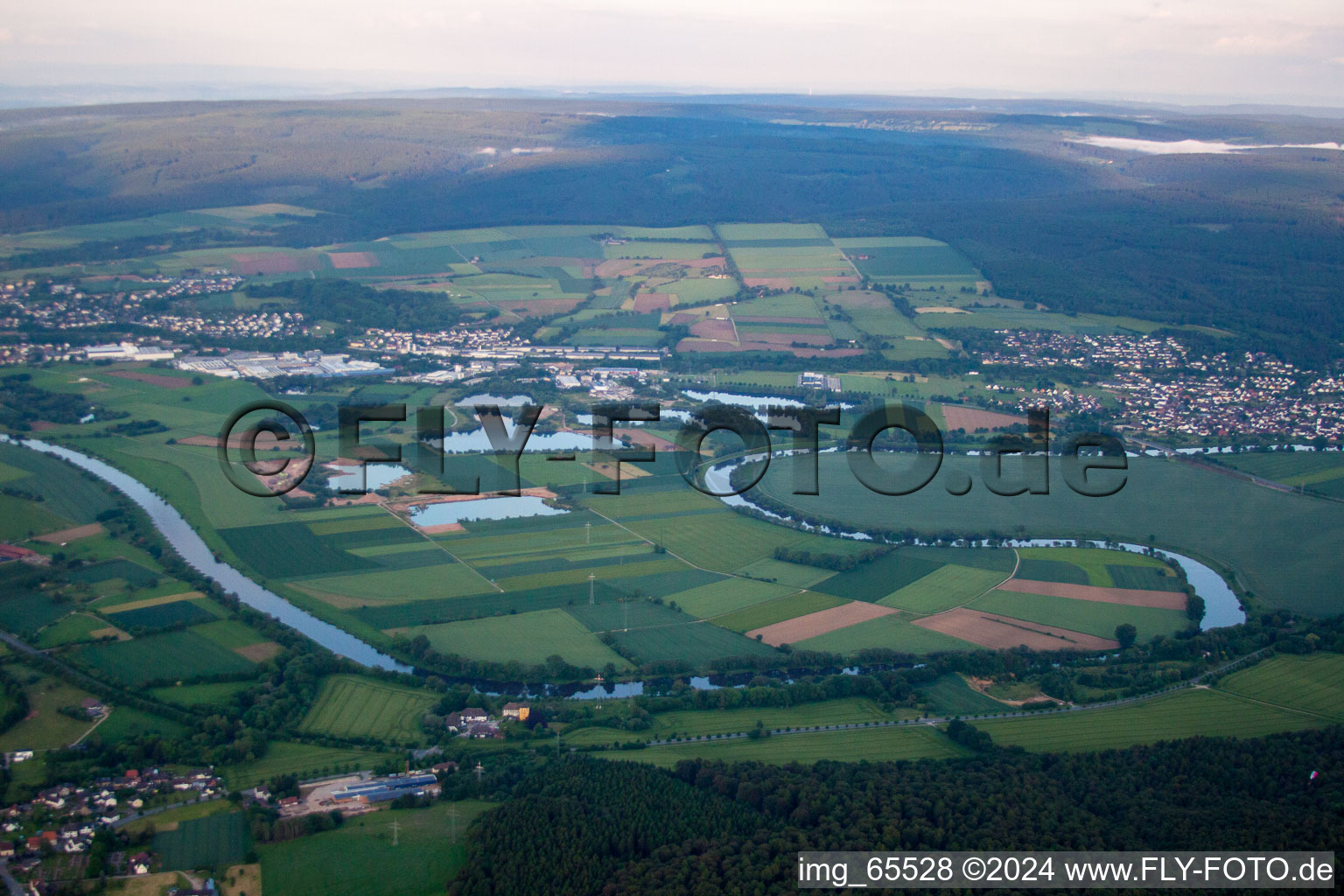 Drone recording of Holzminden in the state Lower Saxony, Germany