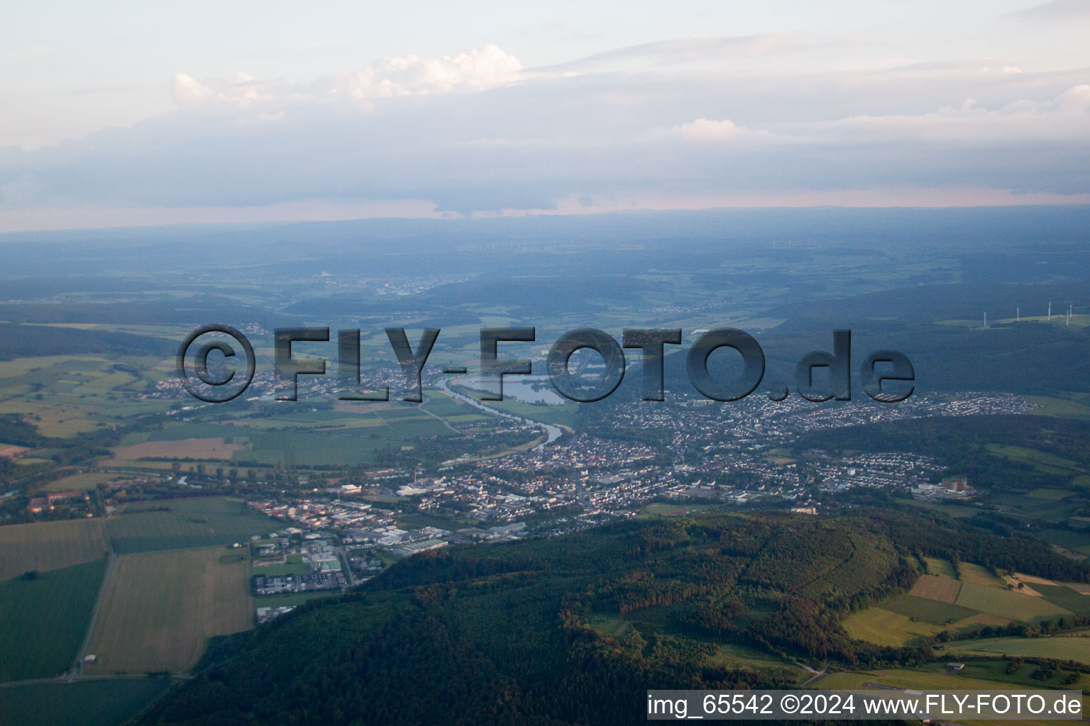 Höxter in the state North Rhine-Westphalia, Germany seen from a drone