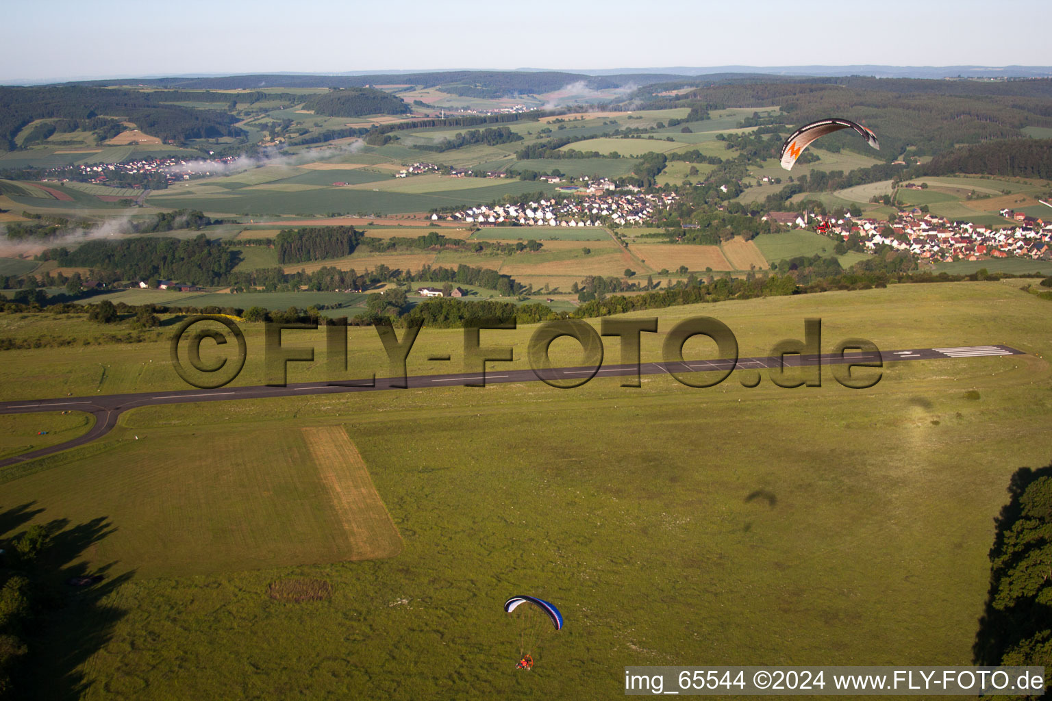 Airfield in Höxter in the state North Rhine-Westphalia, Germany from the drone perspective