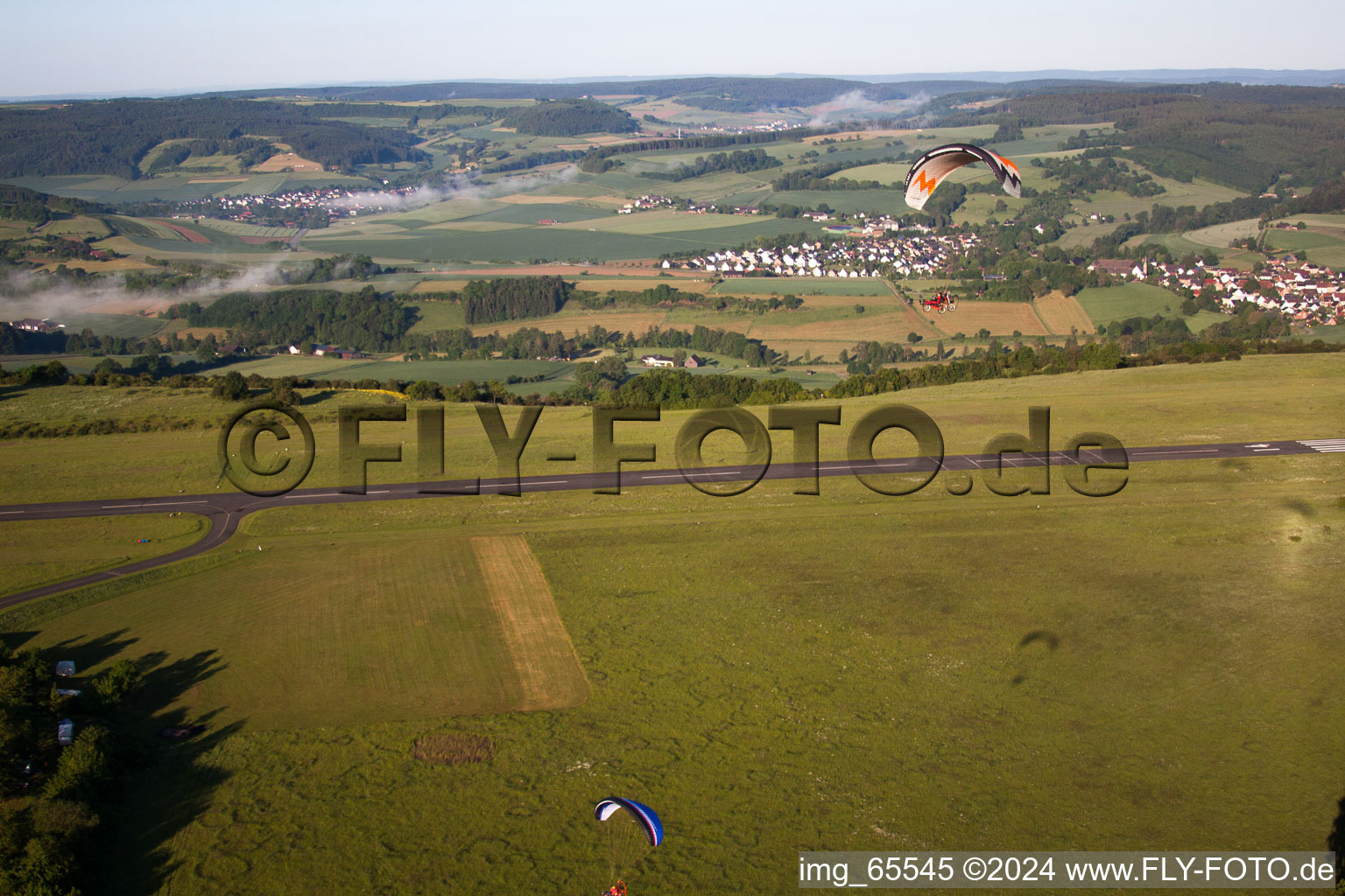 Airport in Höxter in the state North Rhine-Westphalia, Germany from a drone