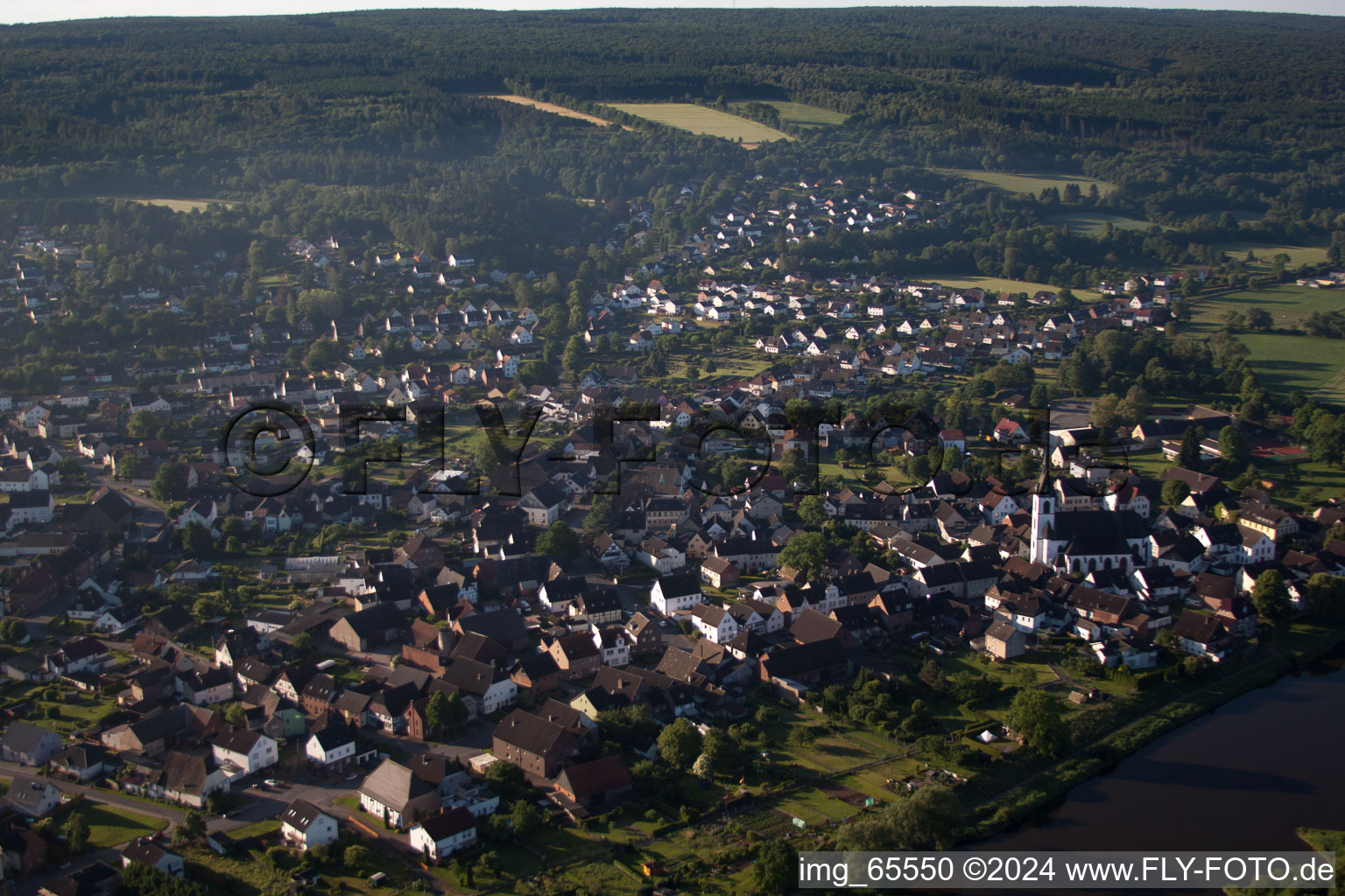 Aerial view of Lüchtringen in the state North Rhine-Westphalia, Germany