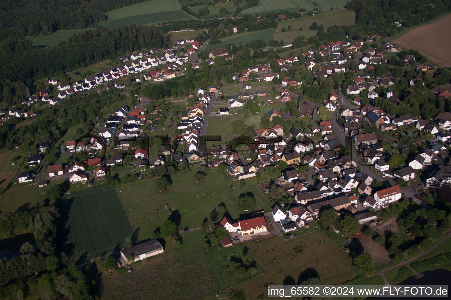 Oblique view of District Wehrden in Beverungen in the state North Rhine-Westphalia, Germany