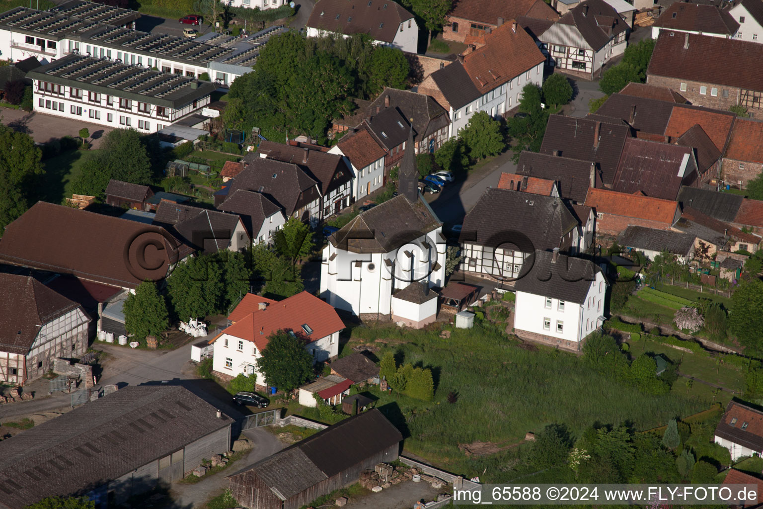 Aerial photograpy of Town View of the streets and houses of the residential areas in the district Blankenau in Beverungen in the state North Rhine-Westphalia