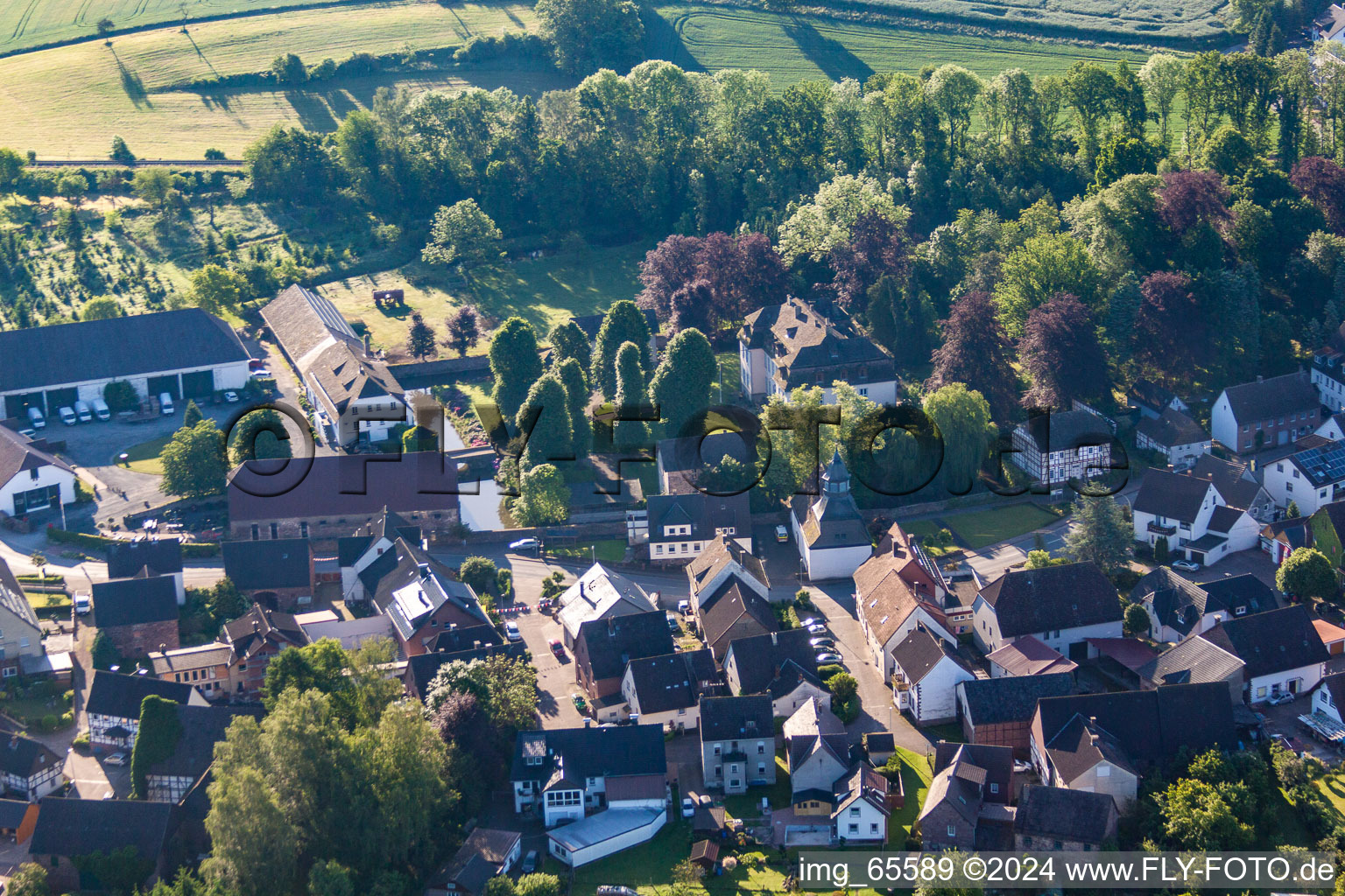 Castle moat in the district Meinbrexen in Lauenförde in the state Lower Saxony, Germany