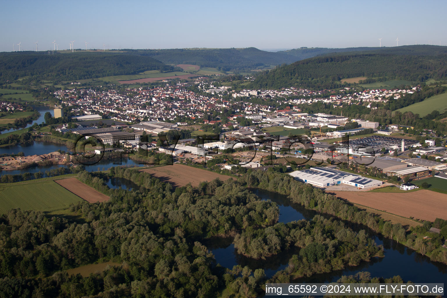 Town View of the streets and houses of the residential areas in Lauenfoerde in the state Lower Saxony