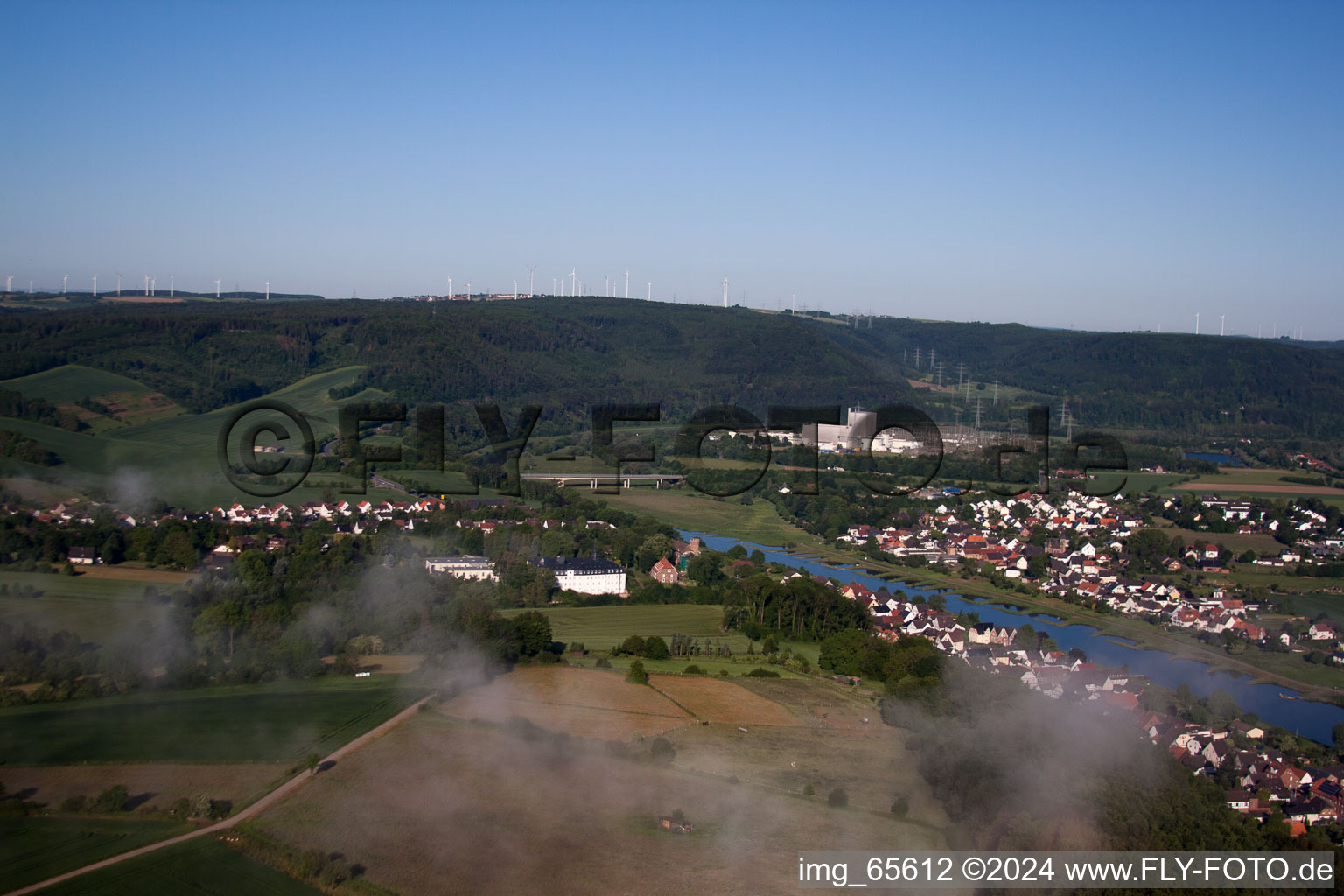 Aerial photograpy of District Würgassen in Beverungen in the state North Rhine-Westphalia, Germany