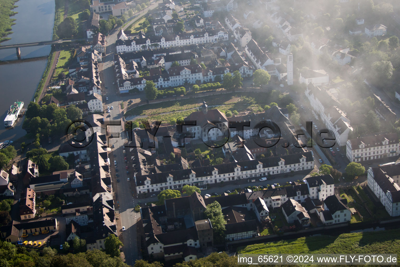 Bad Karlshafen in the state Hesse, Germany from the drone perspective