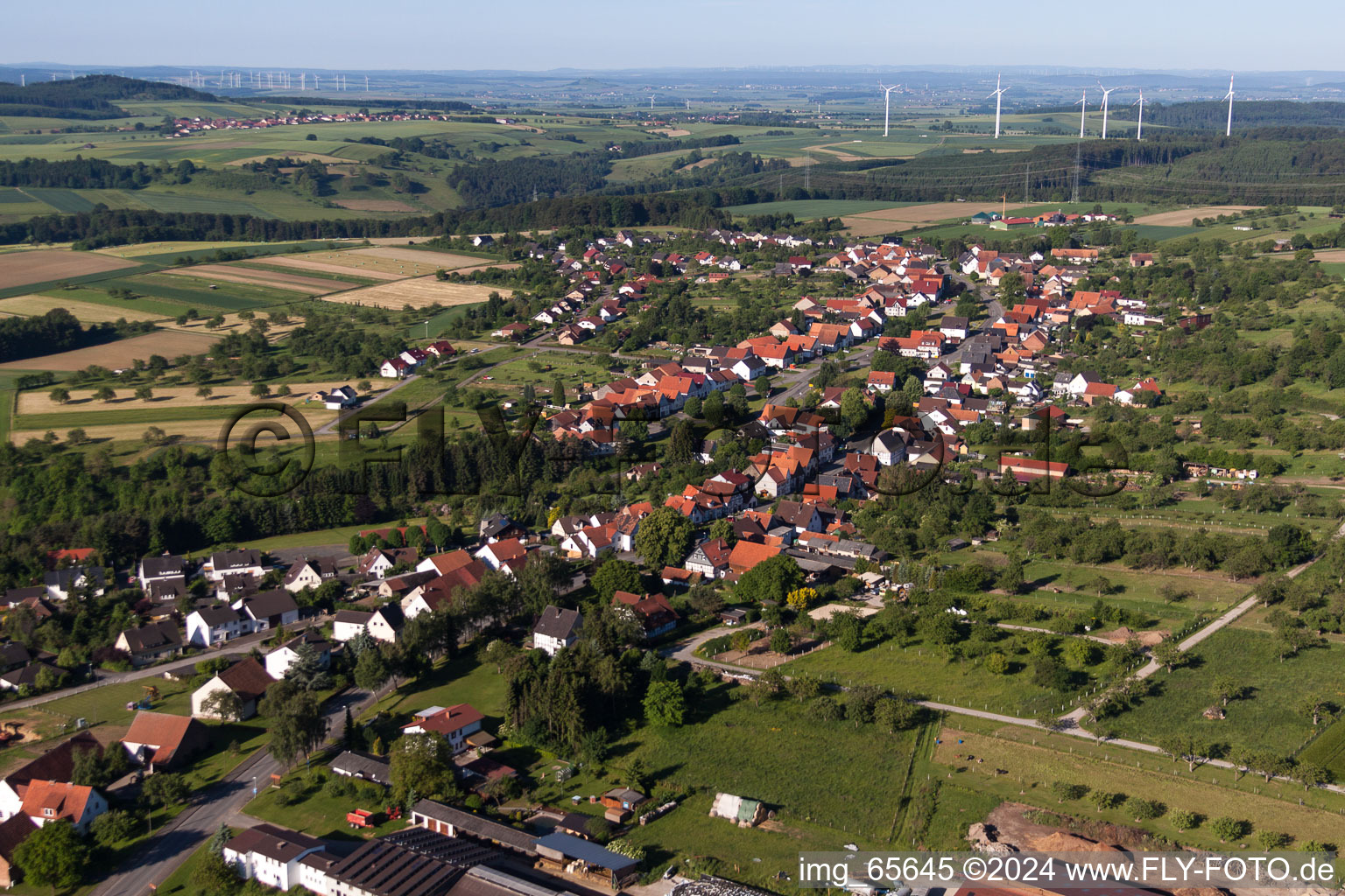 Village view in the district Langenthal in Trendelburg in the state Hesse, Germany