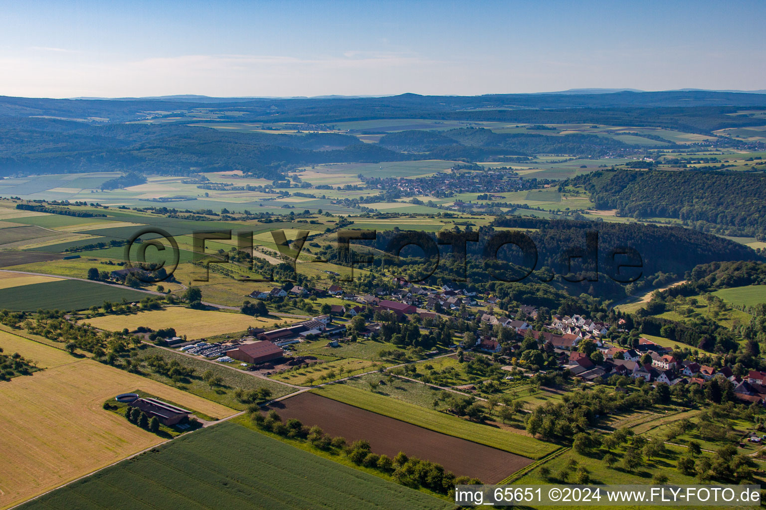 Oblique view of District Langenthal in Trendelburg in the state Hesse, Germany