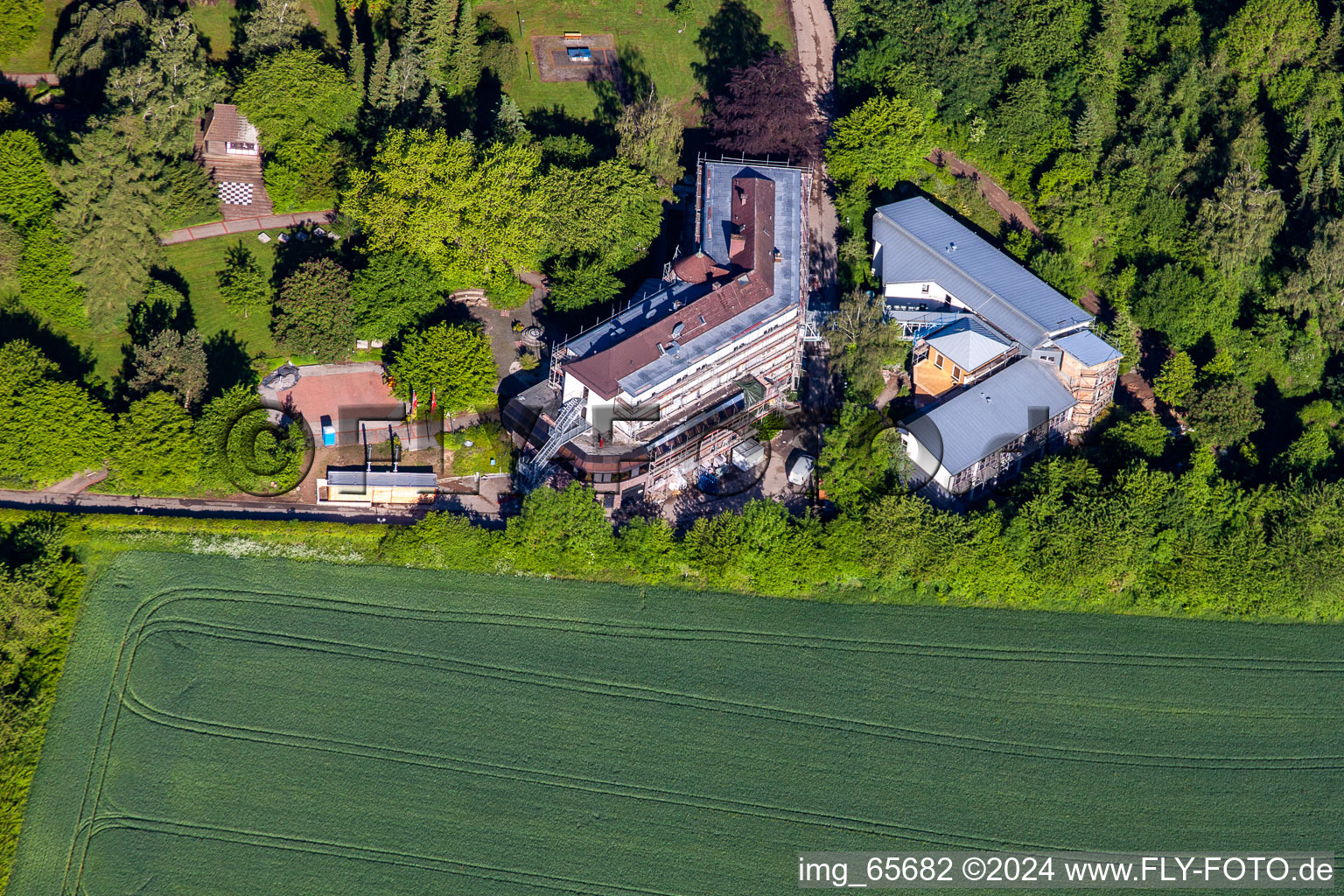 Industrial area metal education center WBS in Beverungen in the state North Rhine-Westphalia, Germany from above