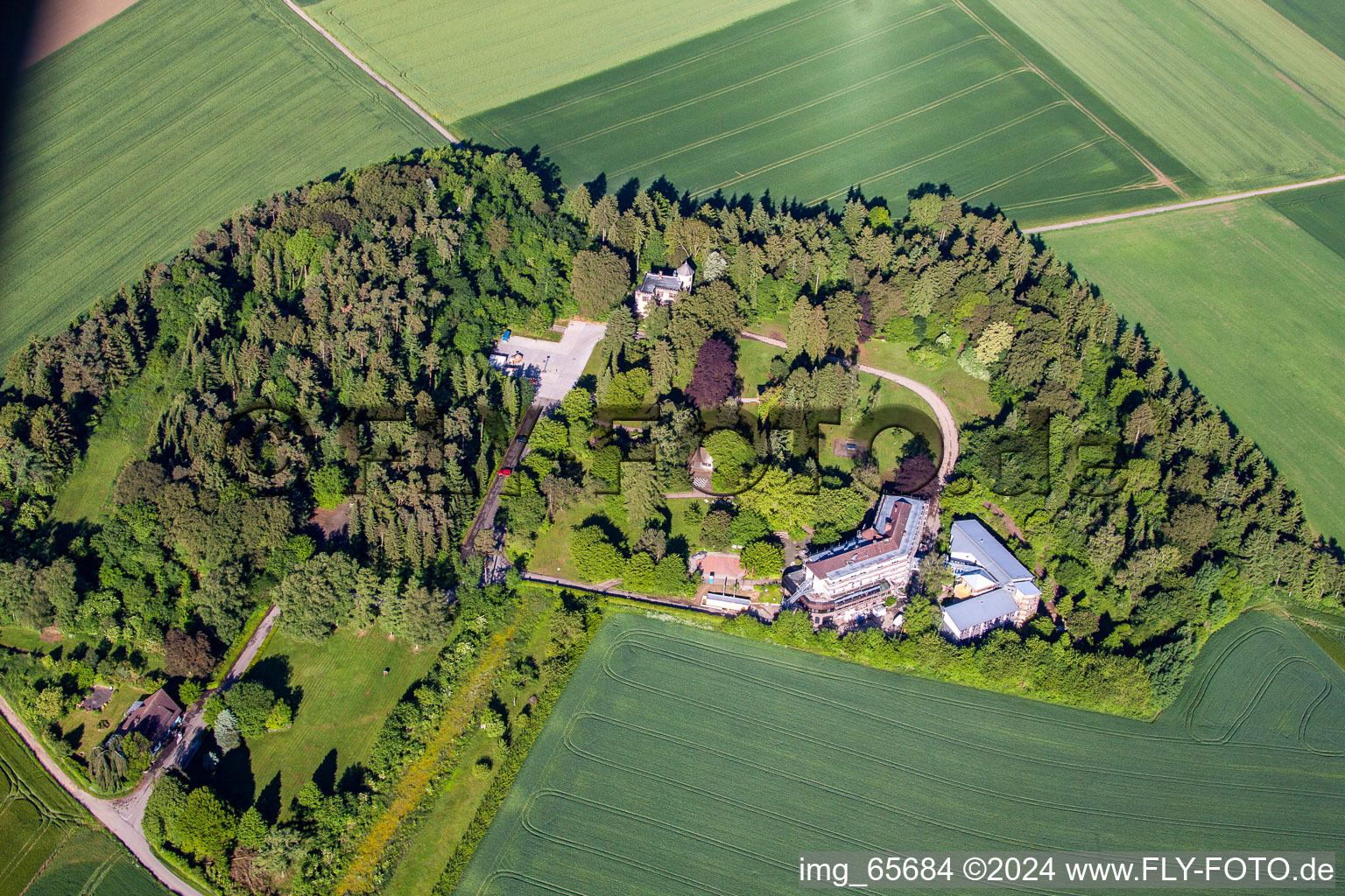 Industrial area metal education center WBS in Beverungen in the state North Rhine-Westphalia, Germany seen from above