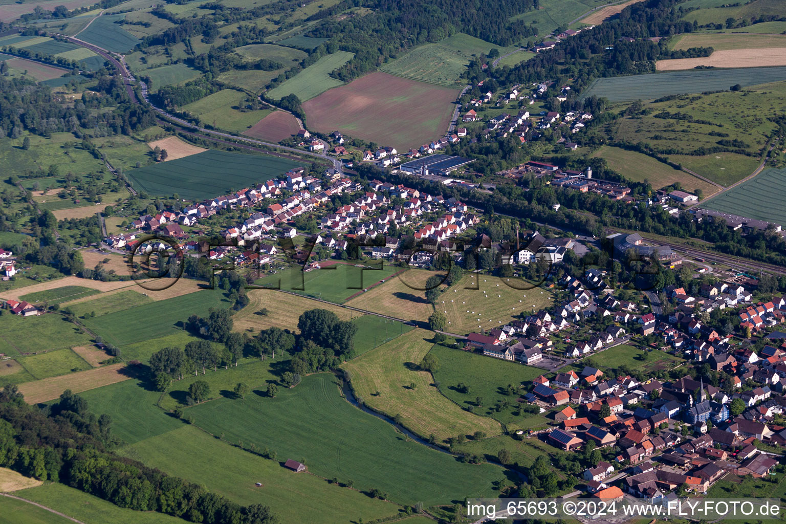 Village view in the district Ottbergen in Höxter in the state North Rhine-Westphalia, Germany