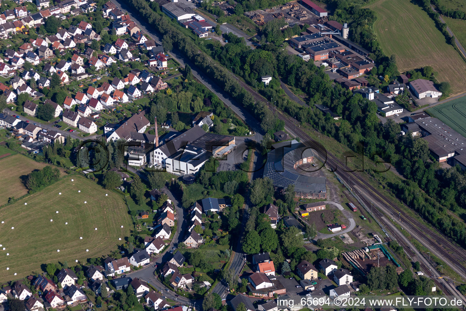 Railway depot and repair shop for maintenance and repair of trains in the district Ottbergen in Hoexter in the state North Rhine-Westphalia, Germany