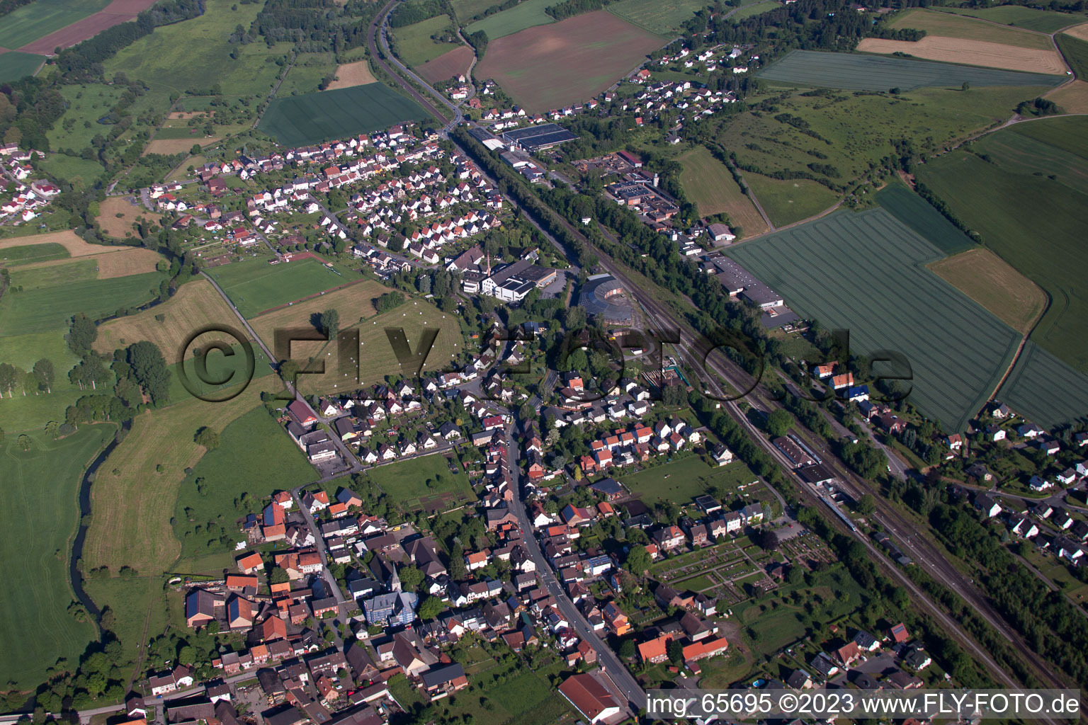 Aerial view of Ottbergen in the state North Rhine-Westphalia, Germany