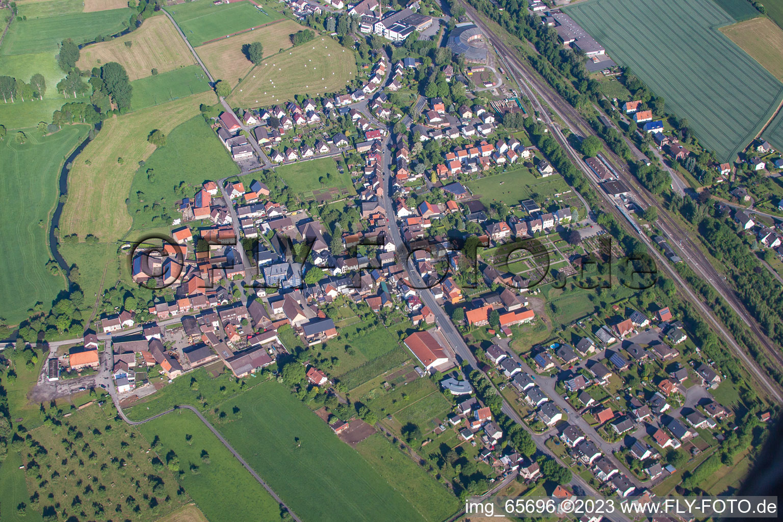 Aerial photograpy of Ottbergen in the state North Rhine-Westphalia, Germany