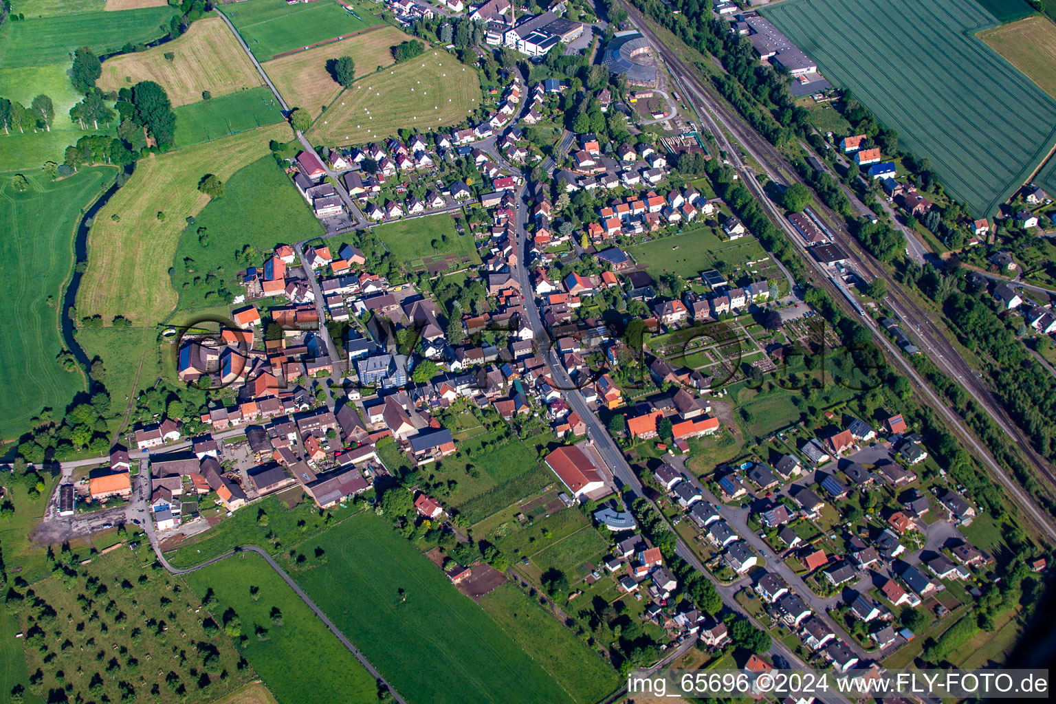 Aerial photograpy of Ottbergen in the state North Rhine-Westphalia, Germany