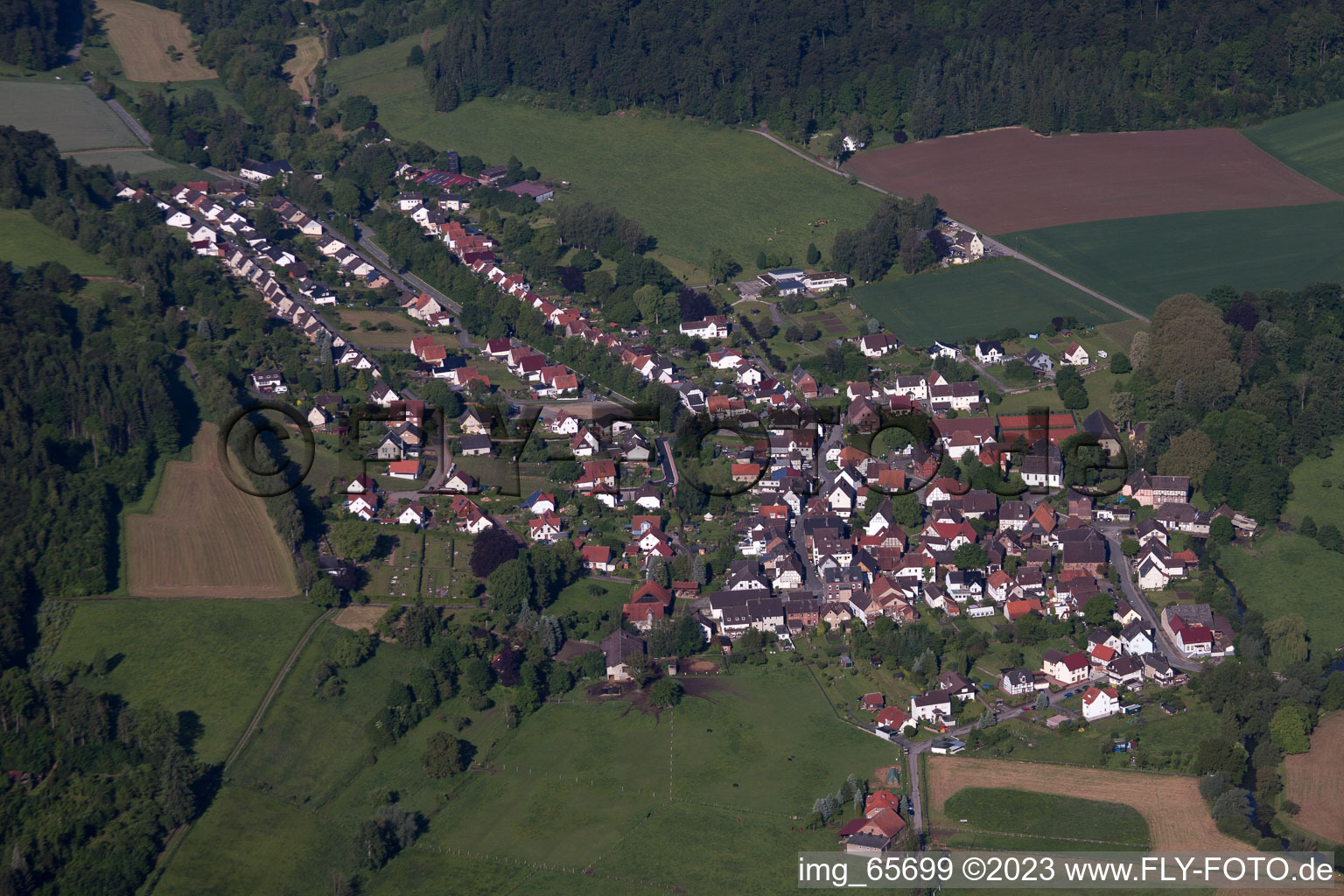 Ottbergen in the state North Rhine-Westphalia, Germany from above