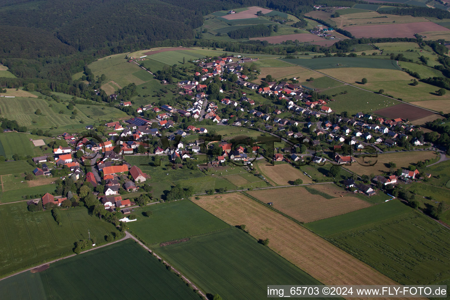 Aerial view of Village view of Bosseborn in the state North Rhine-Westphalia