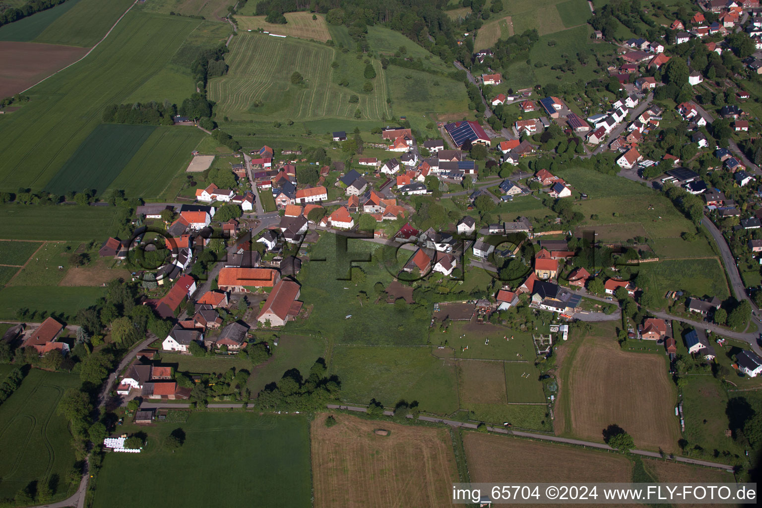 Aerial photograpy of Village view of Bosseborn in the state North Rhine-Westphalia