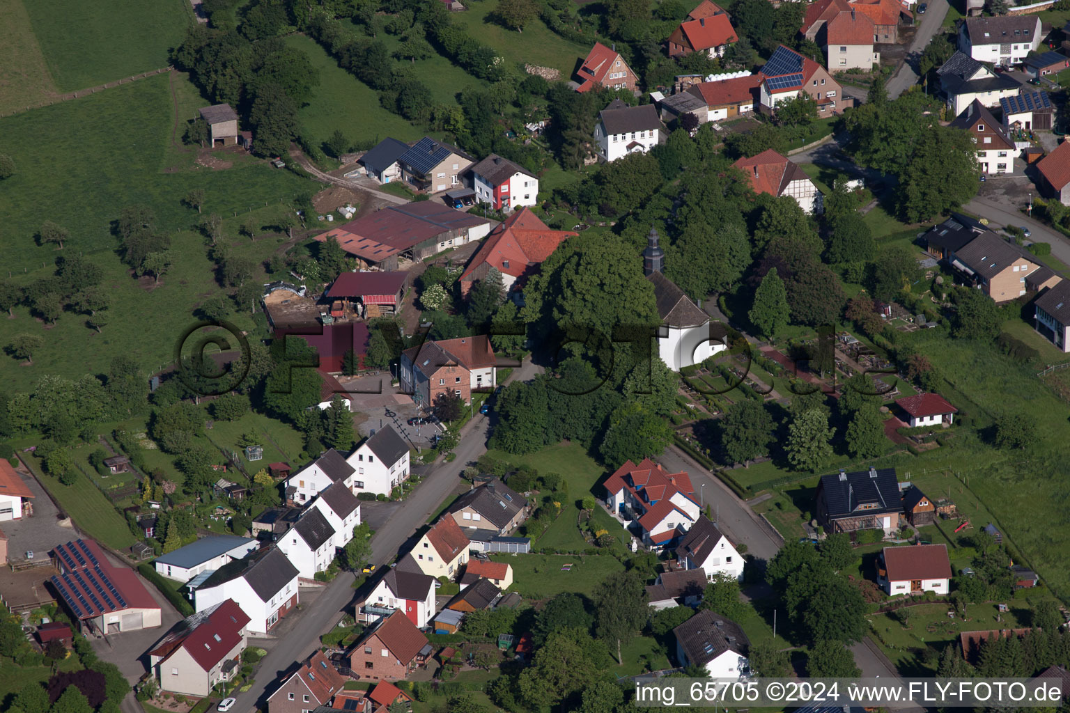 Oblique view of Village view of Bosseborn in the state North Rhine-Westphalia