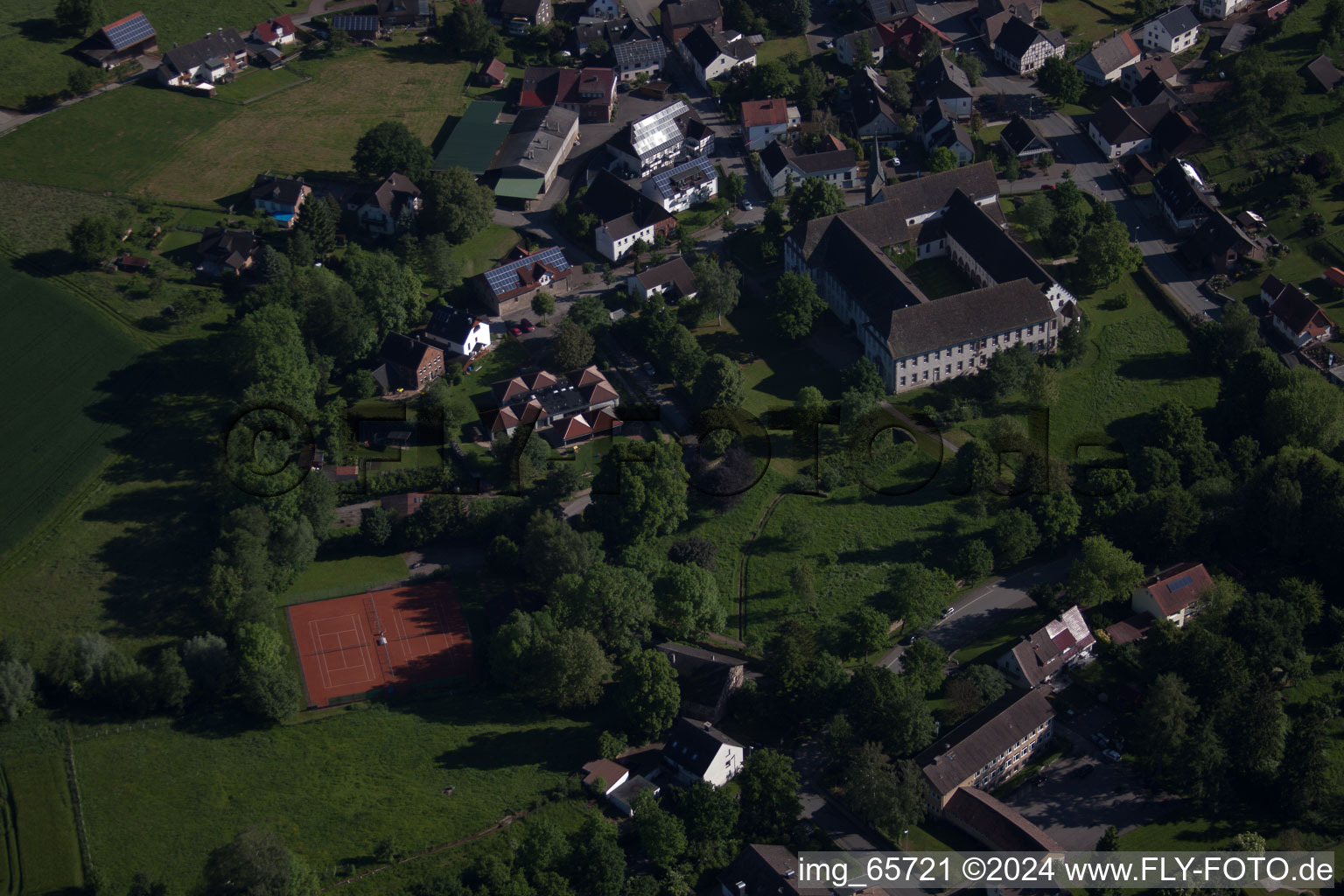 Aerial photograpy of Complex of buildings of the monastery Koptisch-Othodoxes Kloster Propsteistrasse in the district Brenkhausen in Hoexter in the state North Rhine-Westphalia