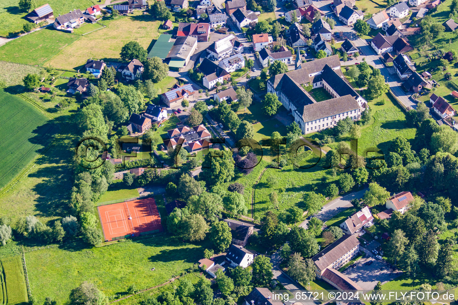 Aerial photograpy of Complex of buildings of the monastery Koptisch-Othodoxes Kloster Propsteistrasse in the district Brenkhausen in Hoexter in the state North Rhine-Westphalia