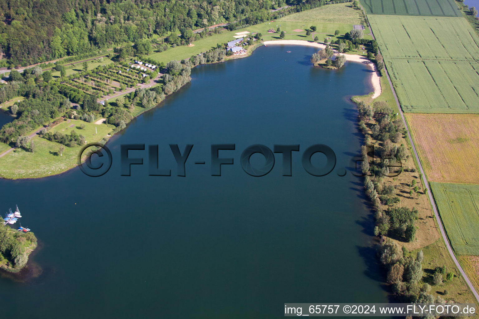 Aerial view of Beach resort in Höxter in the state North Rhine-Westphalia, Germany