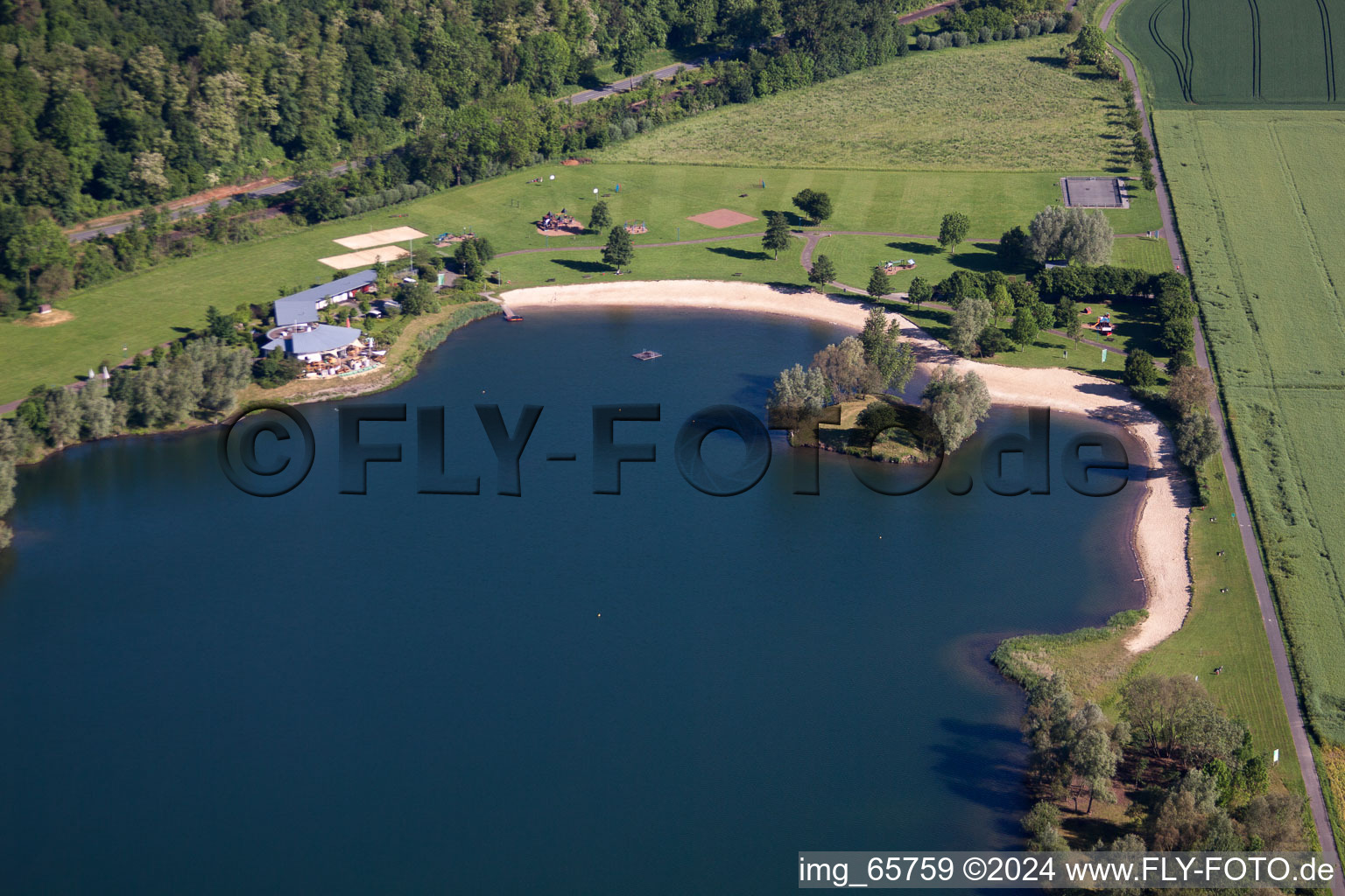 Oblique view of Beach resort in Höxter in the state North Rhine-Westphalia, Germany