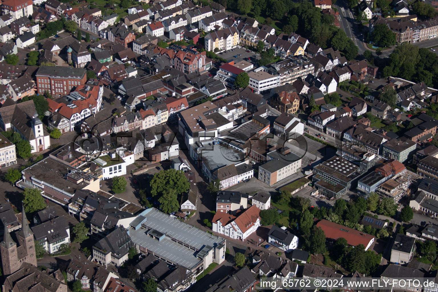 Aerial view of Höxter in the state North Rhine-Westphalia, Germany