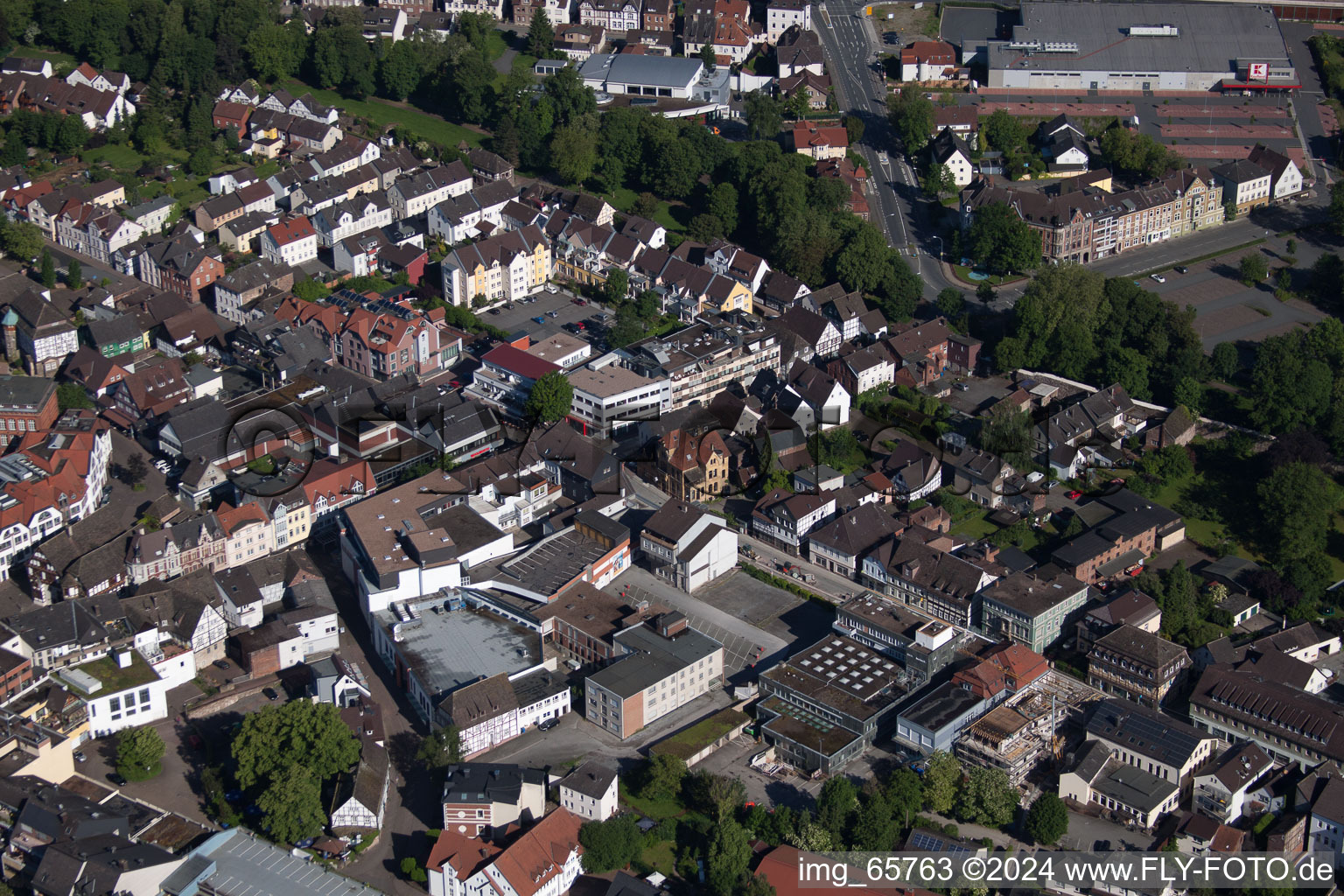 Höxter in the state North Rhine-Westphalia, Germany from above