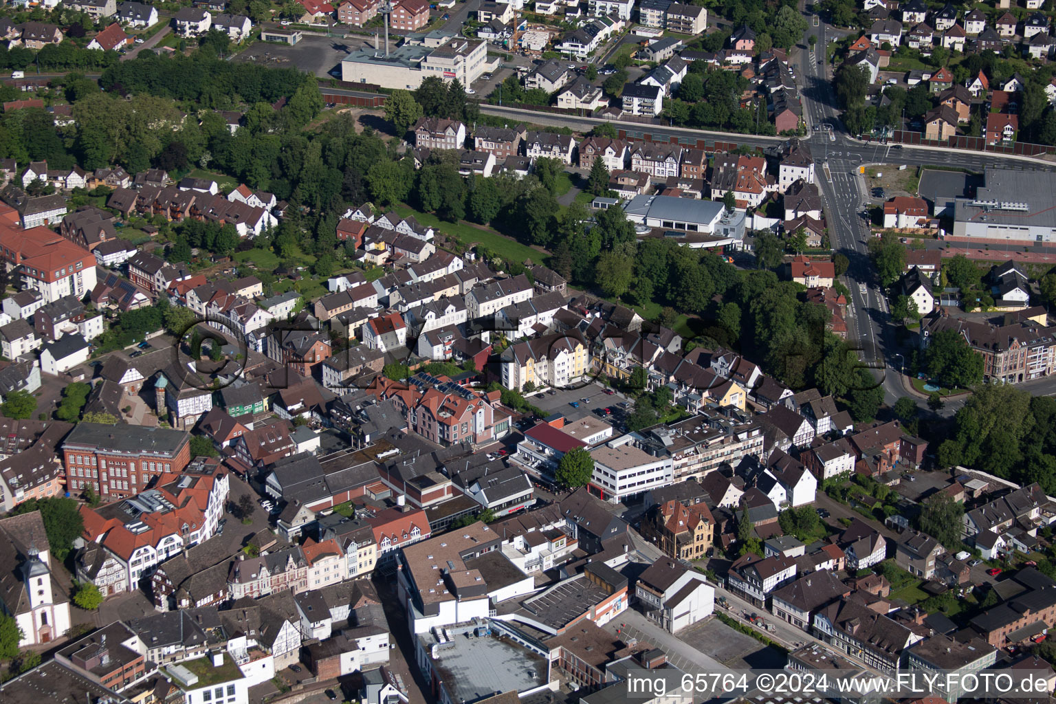 Oblique view of Höxter in the state North Rhine-Westphalia, Germany