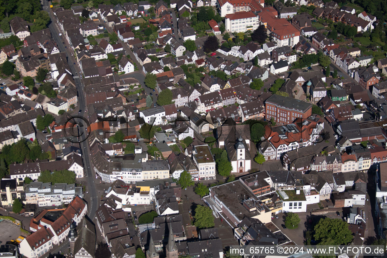 Höxter in the state North Rhine-Westphalia, Germany seen from above