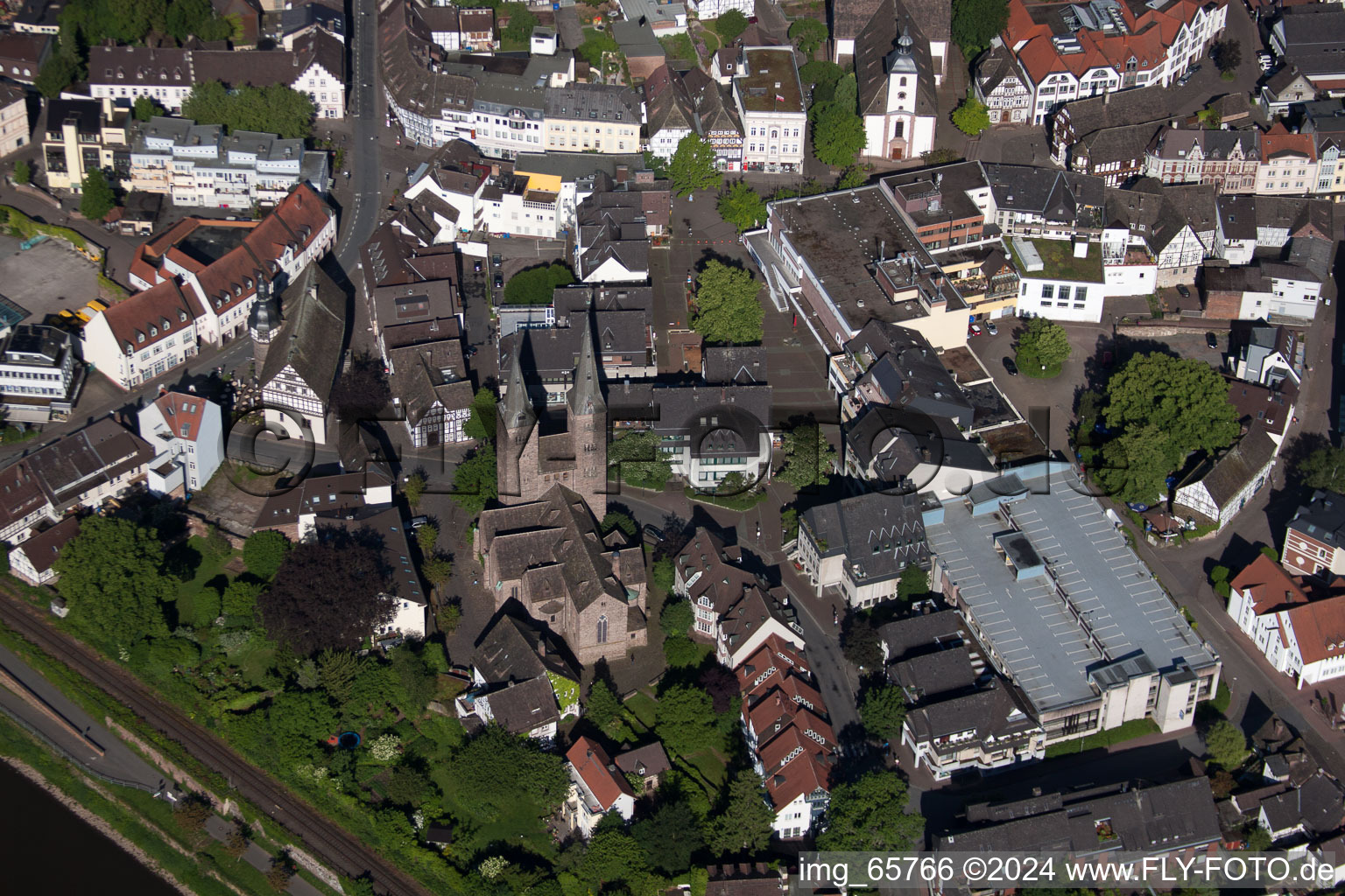 Höxter in the state North Rhine-Westphalia, Germany from the plane