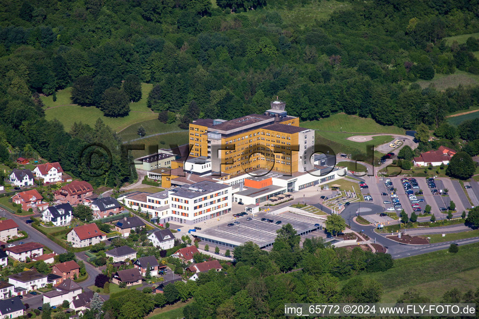 Hospital grounds of the Clinic Klinikum Weser-Egge - St. Ansgar Kronkenhaus Hoexter in Hoexter in the state North Rhine-Westphalia, Germany