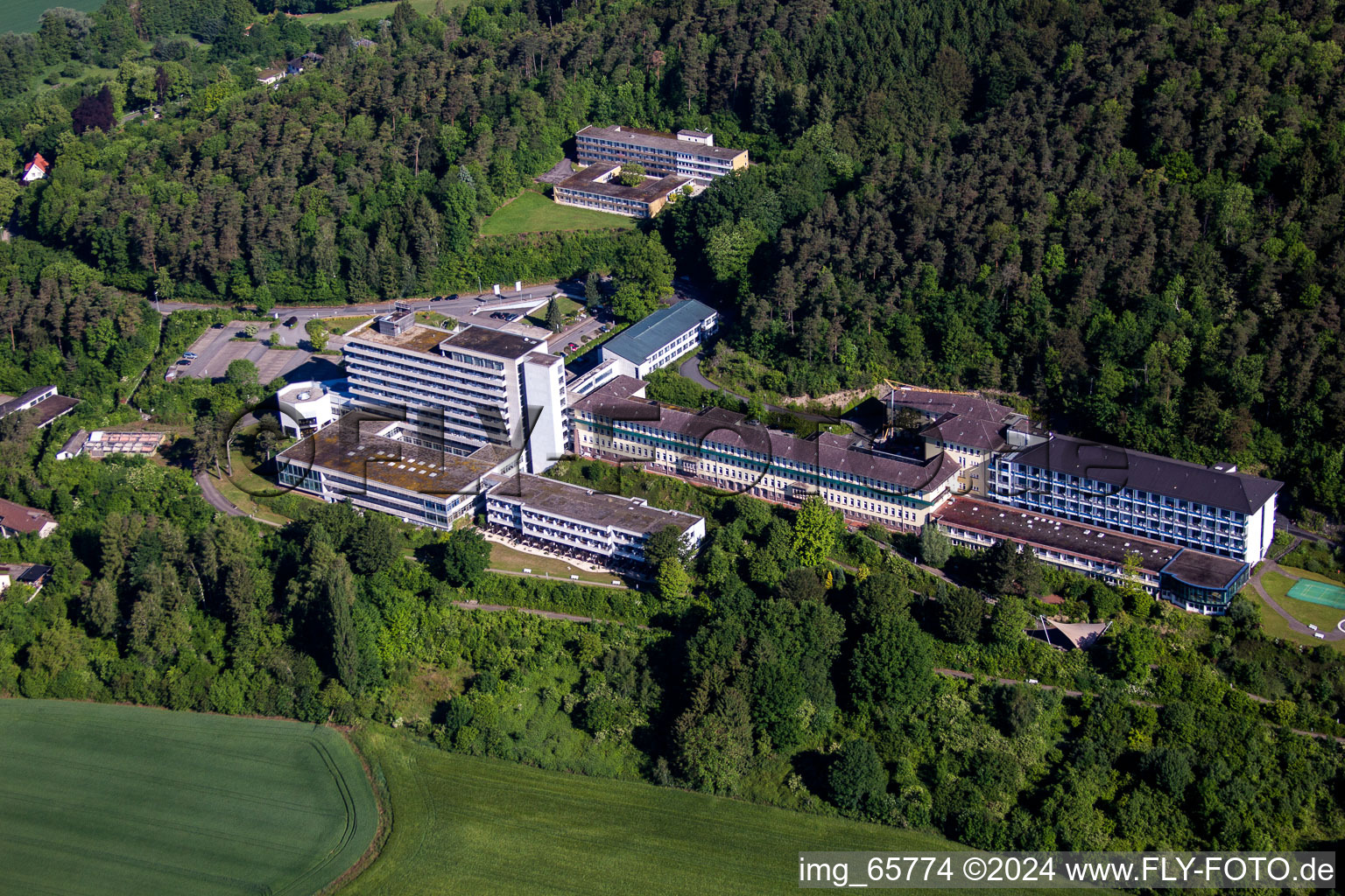Hospital grounds of the Clinic Asklepios Weserbergland-Klinik in Hoexter in the state North Rhine-Westphalia, Germany