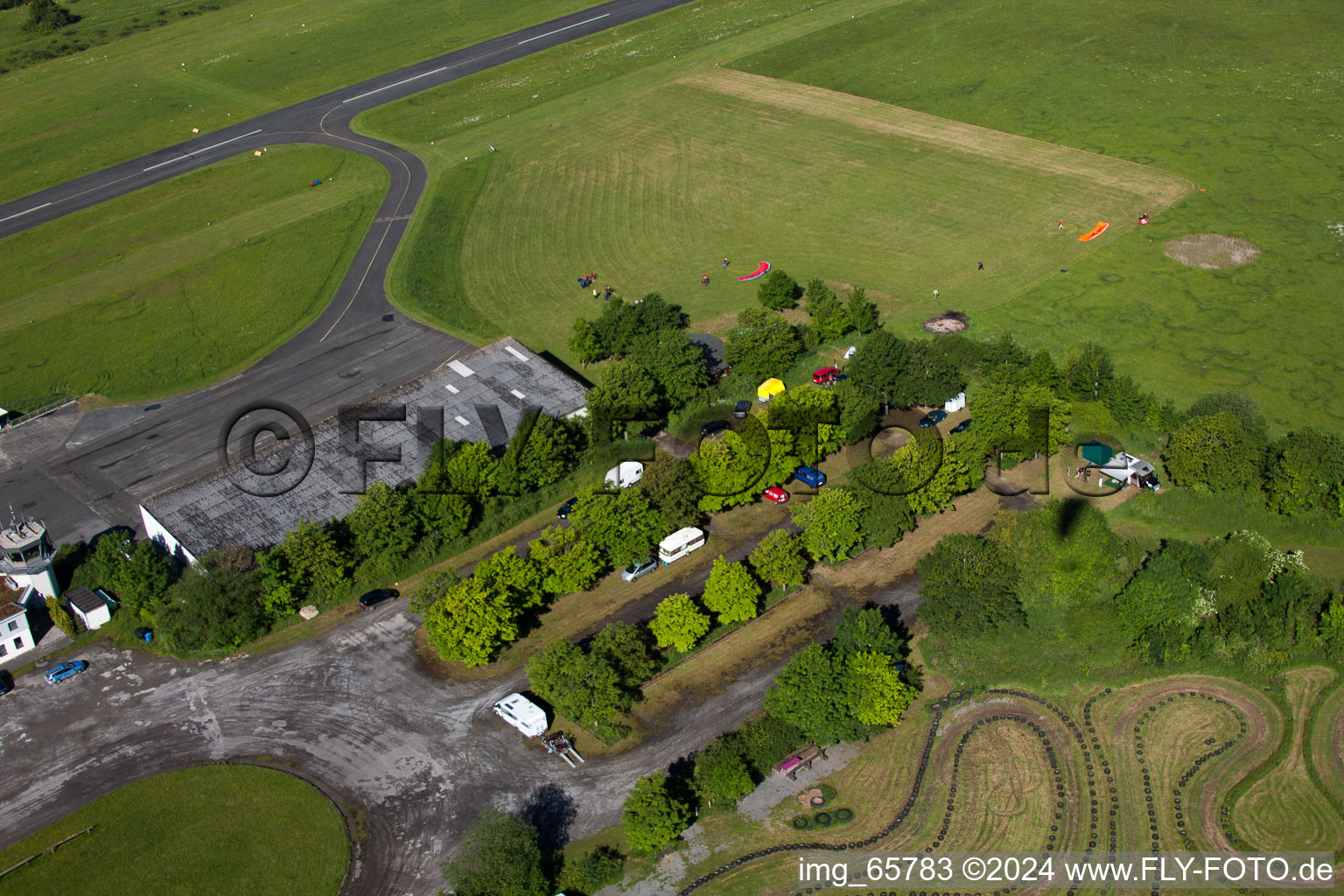 Aerial view of Airport in Höxter in the state North Rhine-Westphalia, Germany