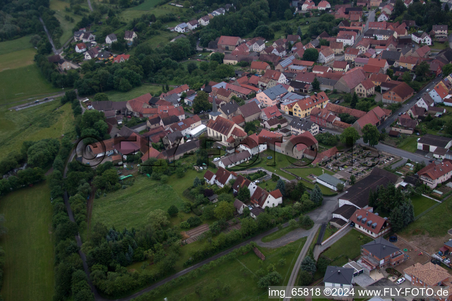 Aerial photograpy of District Untereuerheim in Grettstadt in the state Bavaria, Germany