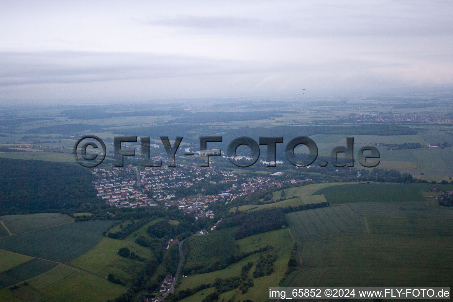 Schonungen in the state Bavaria, Germany seen from a drone