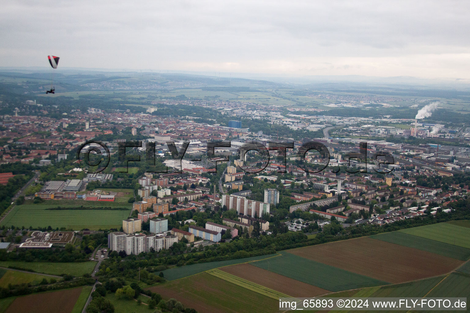 Aerial view of Schweinfurt Geldersheim in Geldersheim in the state Bavaria, Germany