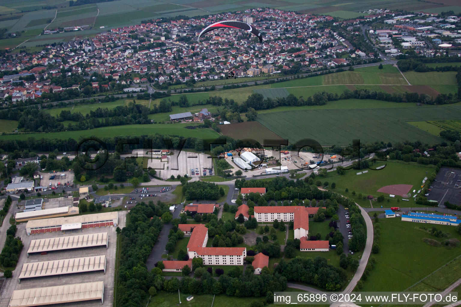 Aerial view of Geldersheim in the state Bavaria, Germany