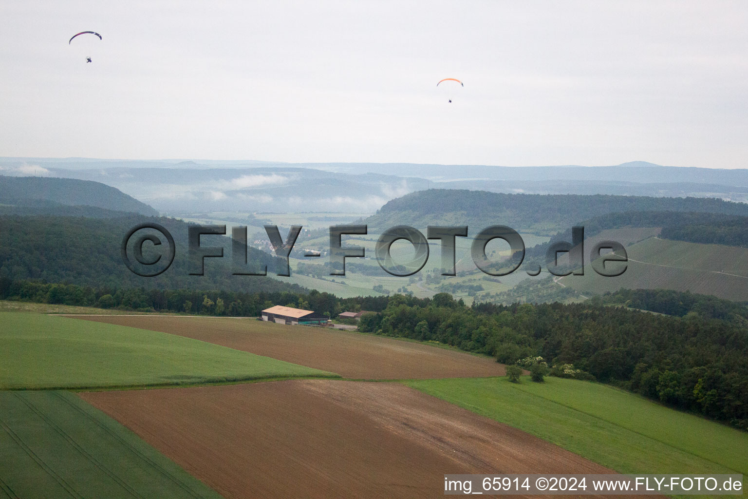 Aerial view of Ramsthal in the state Bavaria, Germany