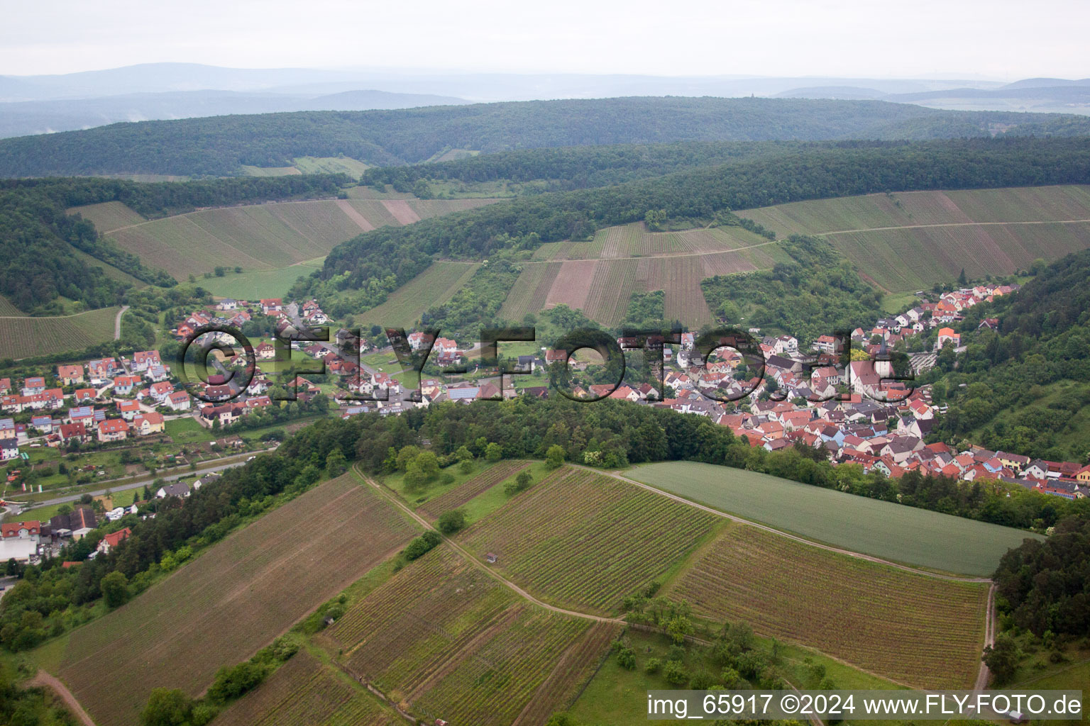 Oblique view of Ramsthal in the state Bavaria, Germany