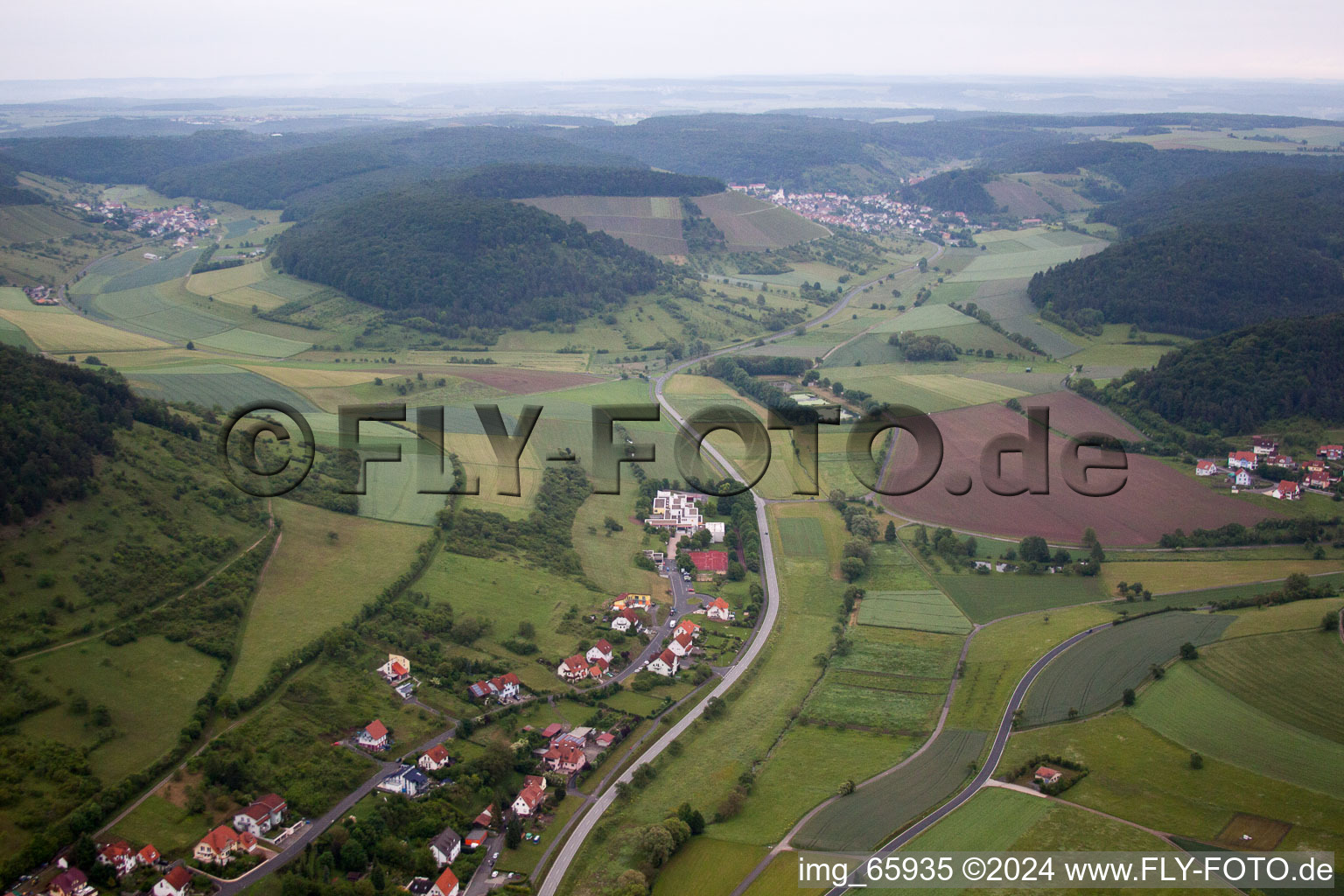 Oblique view of Euerdorf in the state Bavaria, Germany