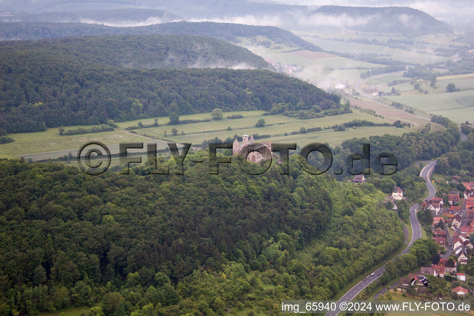 Ruins and vestiges of the former castle and fortress Trimburg in the district Trimberg in Elfershausen in the state Bavaria