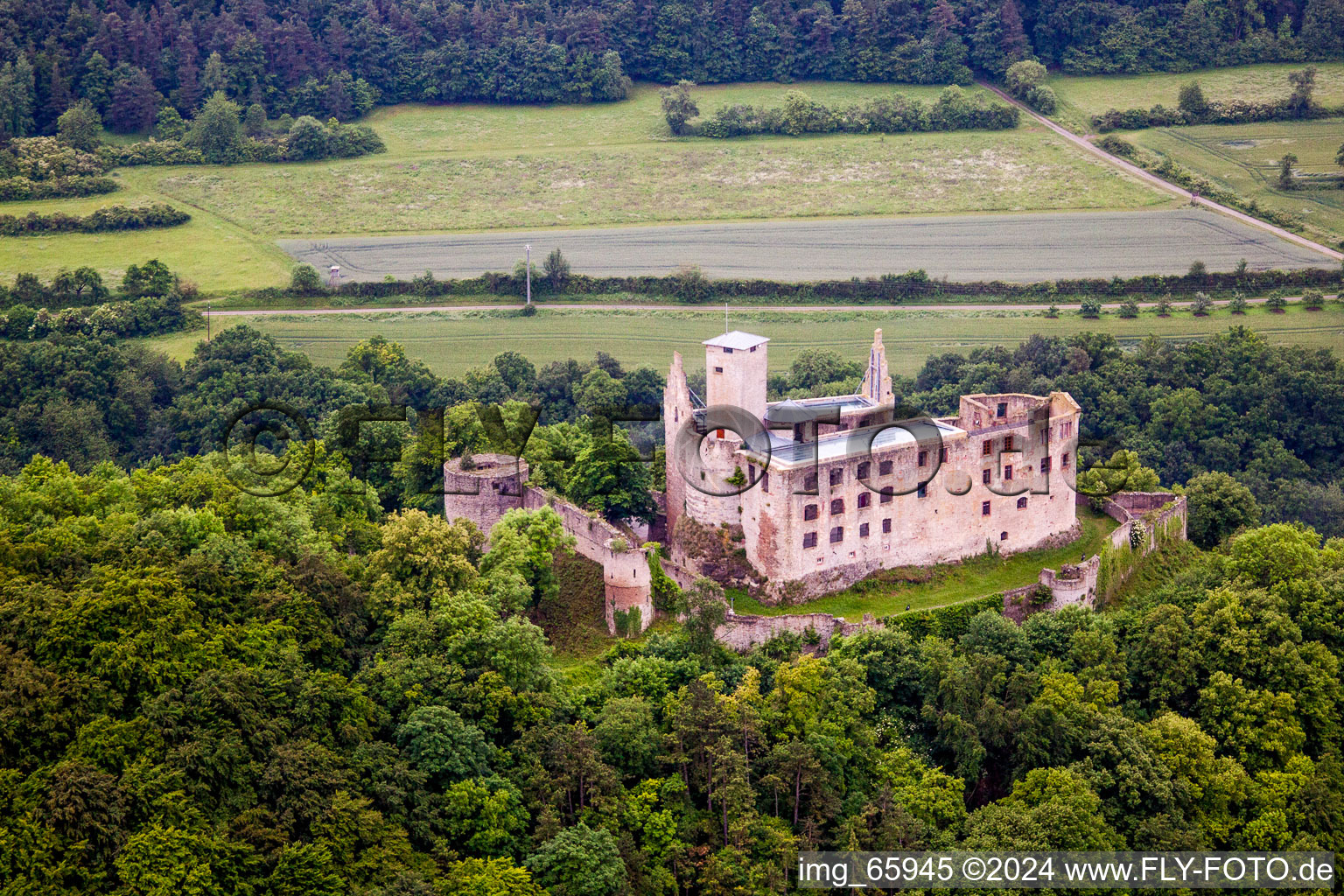 Castle of the fortress Leuchtenburg Burgstall  in Trimberg in the state Bavaria, Germany