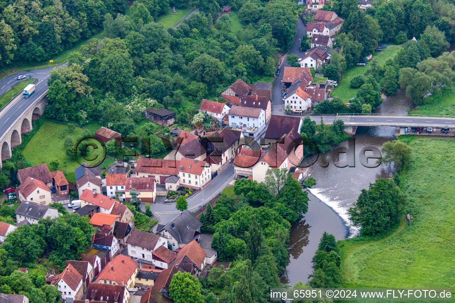 Aerial photograpy of District Trimberg in Elfershausen in the state Bavaria, Germany