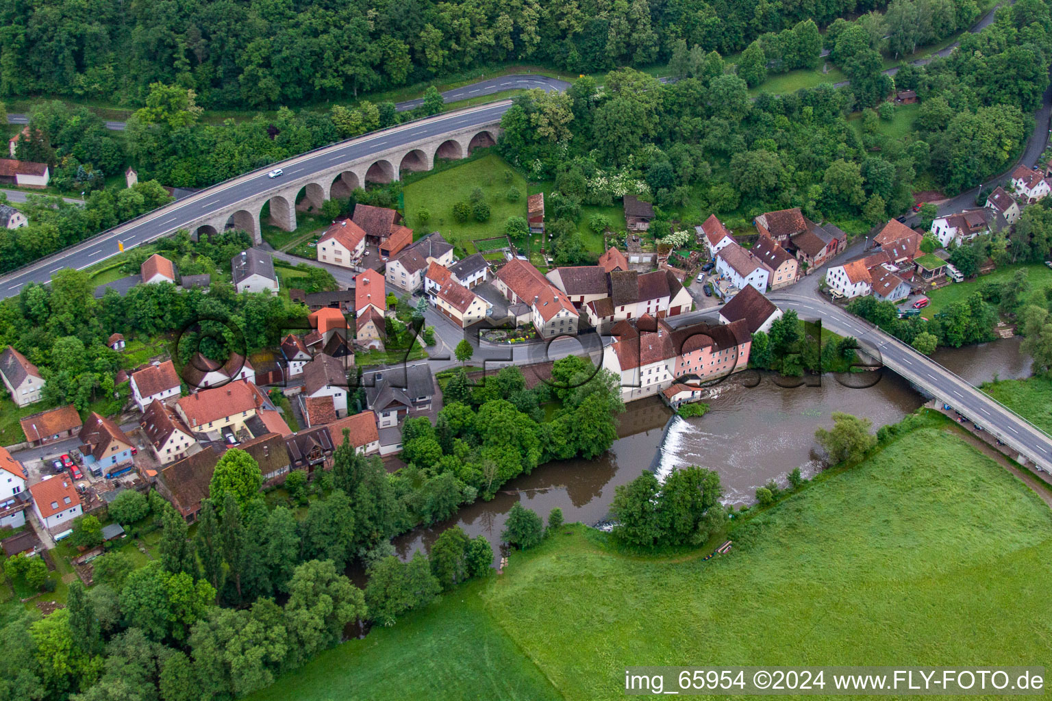 Saale Bridge in the district Trimberg in Elfershausen in the state Bavaria, Germany