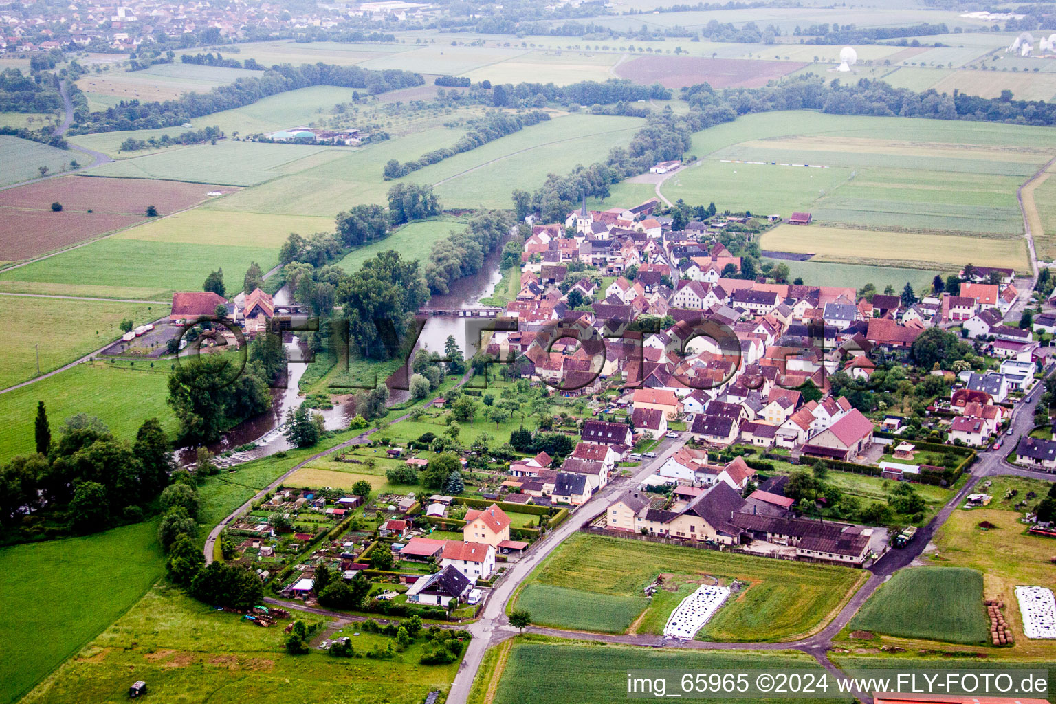 Village on the river bank areas of Frank Saale in the district Westheim in Hammelburg in the state Bavaria, Germany