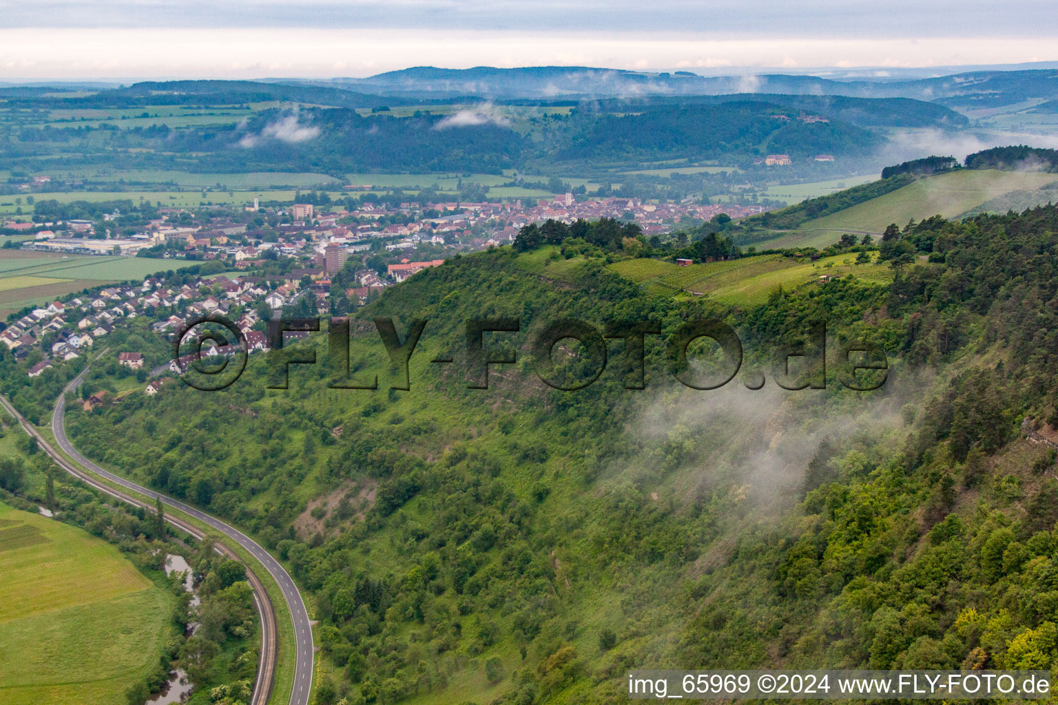 Hang gliding launch site above the Amalienquelle in Hammelburg in the state Bavaria, Germany