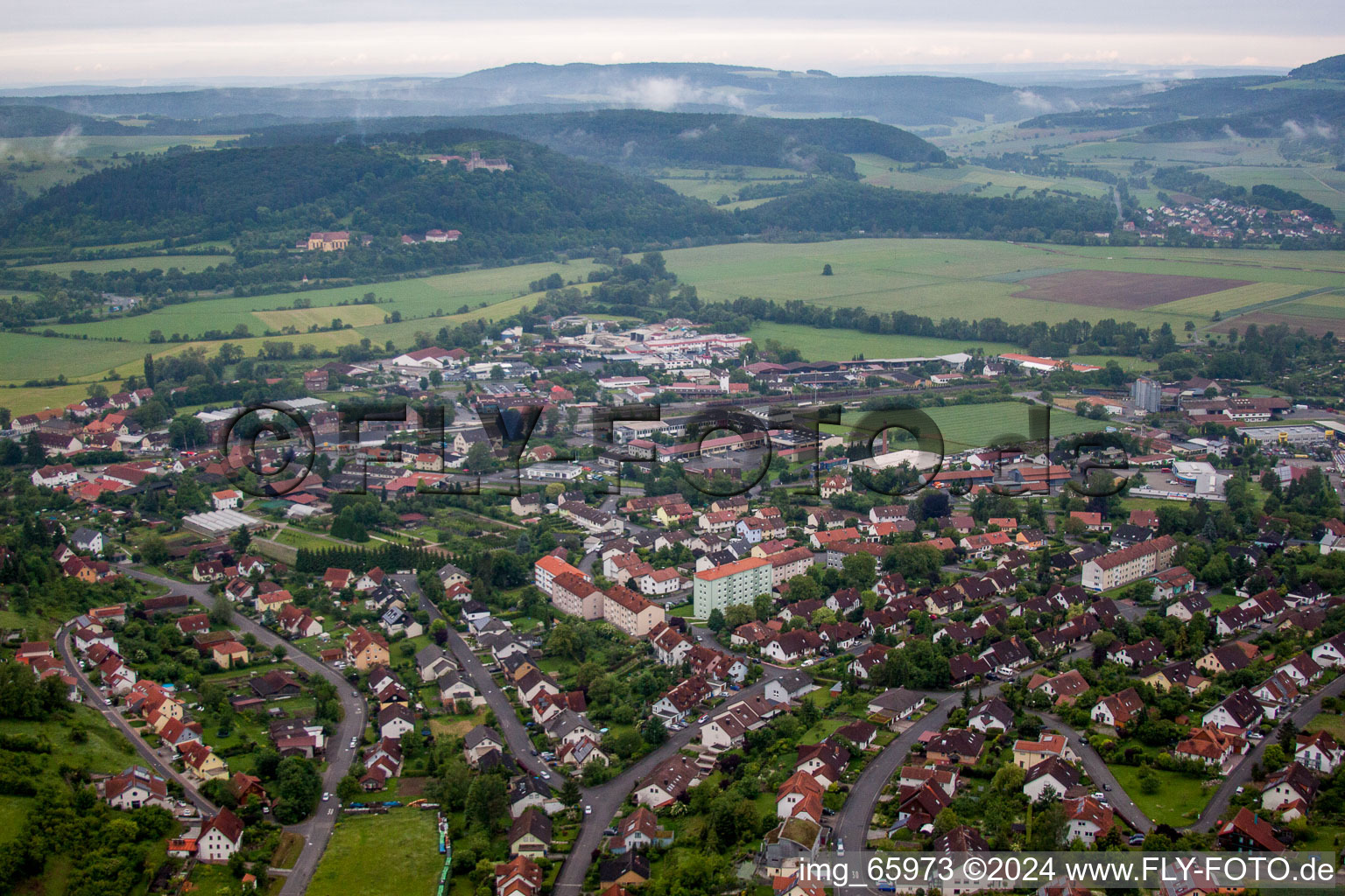 Town View of the streets and houses of the residential areas in Hammelburg in the state Bavaria, Germany